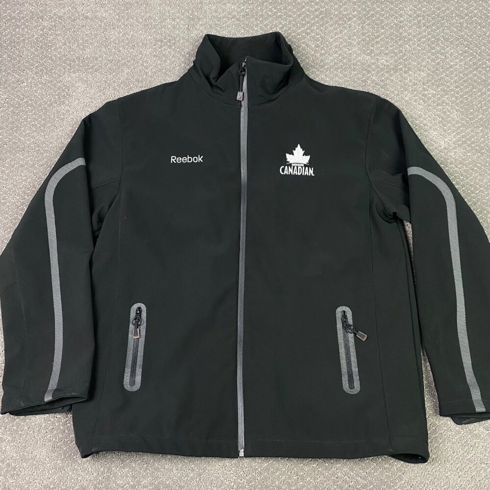 Reebok Molson Canadian Beer Jacket Men's XL Black Softshell Soft Shell Full Zip